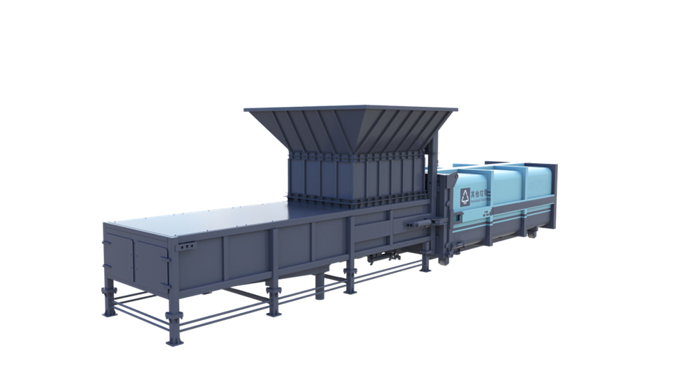 水平式分体站二层上料不带辅推垃圾箱前进前出